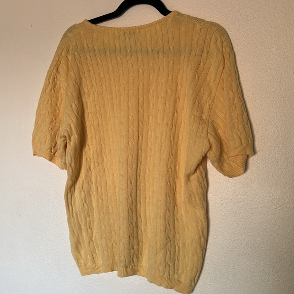 Pendleton 100% Cotton Cable Knit Yellow Sweater Short Sleeve Top Large - Picture 4 of 4